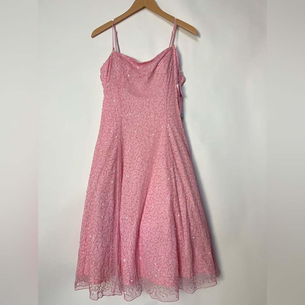 Morgan & Co Pink Beaded Midi Dress NWT‎ 13/14 Y2K Prom Formal